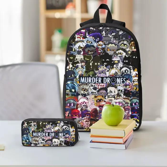 Meurtre Drones Uzi Doorman N enfants sac à dos boîte à déjeuner sacs à stylos pour garçons filles sacs à dos cartable Bookbag ensemble
