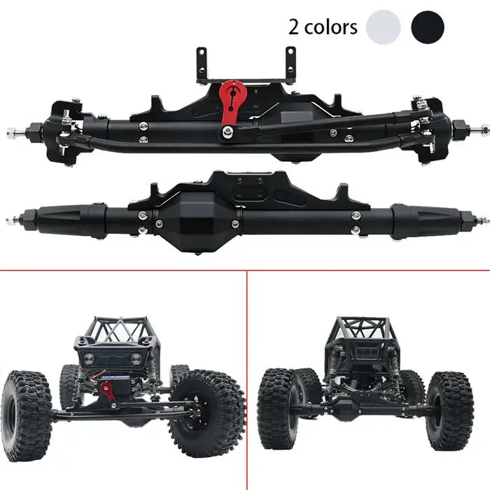 Essieu avant et arrière complet en aluminium CNC avec support Servo de biellette de direction pour 1/10 RC chenille axiale Wraith 90018 RR10 Capra 1.9 UTB