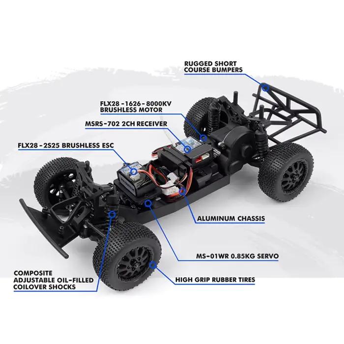 HPI RACING Maverick MICROBE SC Flux Brushless RWD 1/24 Voiture RC électrique télécommandée modèle Short Course pour adultes et enfants