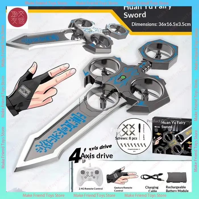 Drone d'épée volante Rc de 73cm 36cm avec le contrôle gestuel ont mené des lumières 360 ° Jouet planeur télécommandé