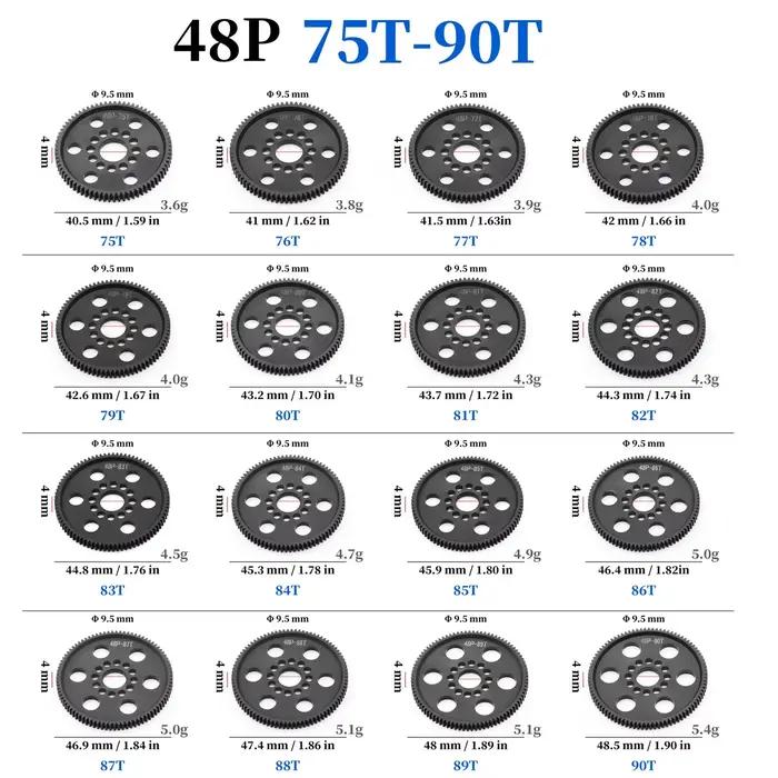 3 course Sakura S XI/XIS/CS/D4/D5 1/10 RC mise à niveau de voiture POM 48P jeu d'engrenages droits (75T 78T 82T 85T 88T 90T) Pa Durable haute Performance