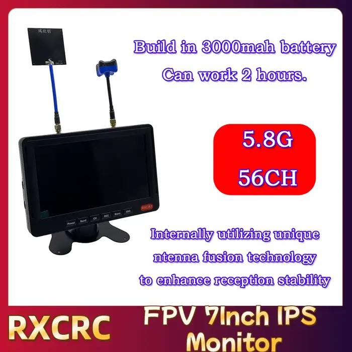 RXCRC 5.8G FPV 7 pouces écran d'affichage de réception pour Drone course Transmission vidéo en direct caméra sans fil IPS 1024*600PX 600cd/ ㎡
