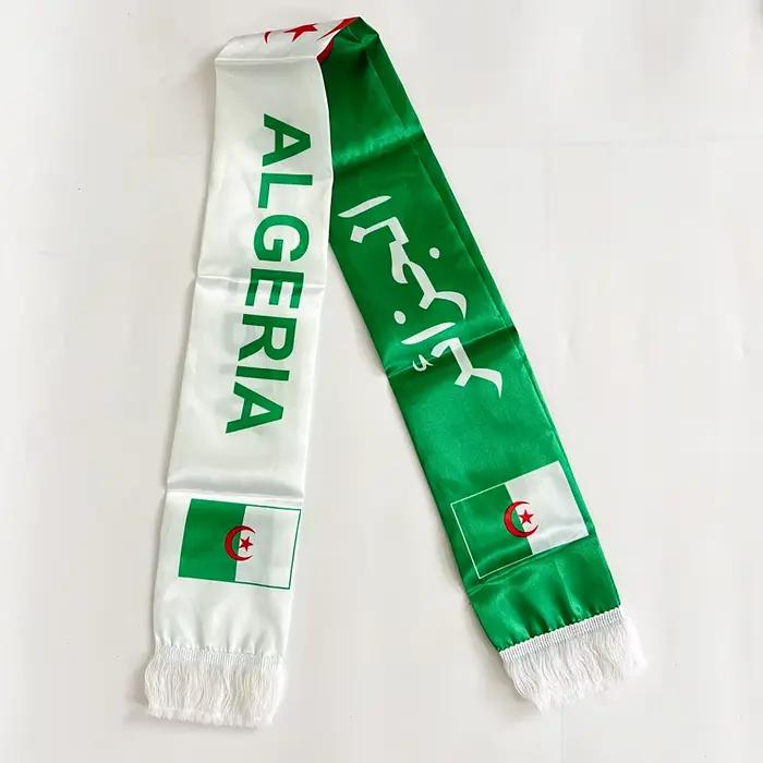 Écharpe personnalisée drapeau algérien équipe de football 14*130cm en satin – Écharpe Algérie