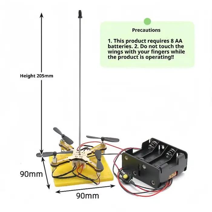 Ensemble de modèles de drone DIY à construire soi-même - Kit éducatif bois, métal et plastique pour enfants 6-12 ans - Activités créatives et éducatives en classe ou à la maison