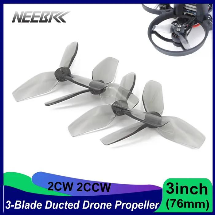 NEEBRC 3 pouces 76mm 3 pales 2CW 2CCW PC conduit Drone hélice