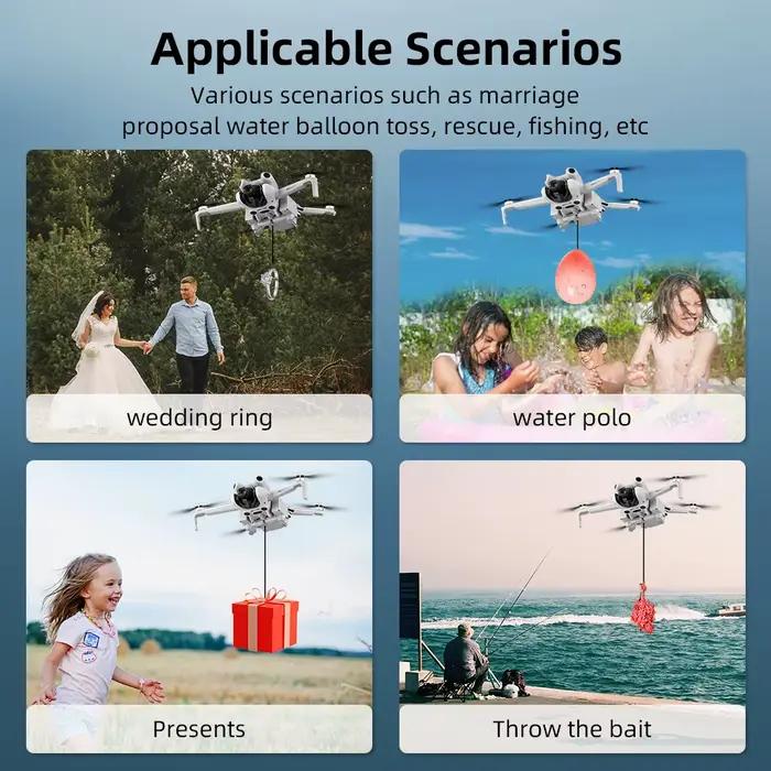 BRDRC – système Airdrop pour Drone DJI Mini 4 Pro, appât de pêche, cadeau de mariage, lanceur, accessoires légers, charge 100g