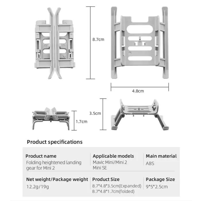 Train d'atterrissage pliable pour DJI Mini SE Mini 2 Mavic Mini Drone support anti-rayures accessoires haute hauteur pour vol sûr et élégant occasions spéciales