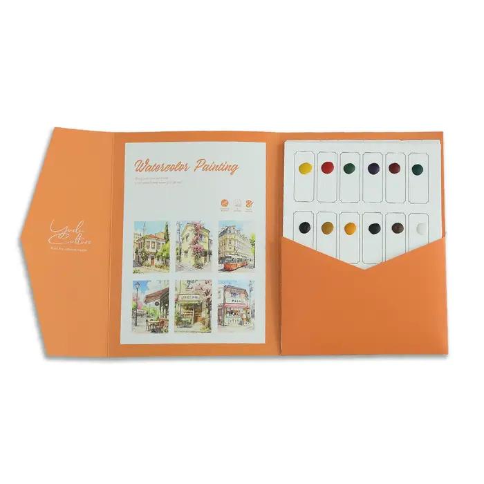 Livre de peinture créative à l'aquarelle avec 12 couleurs de pigments, pages à colorier DIY pour débutants