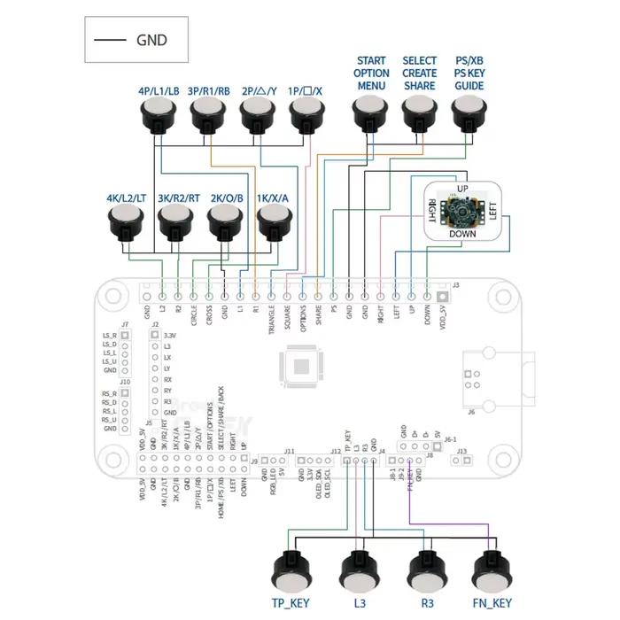 Contrôleur multi-plateforme de combat Brook Gen-5X avec effets d'éclairage RGB-LED, prend en charge PS5 Xbox Series X/Switch/PC