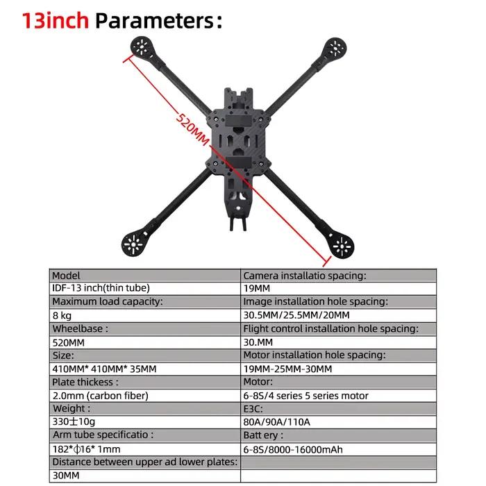 9IMOD FPV Kit de cadre Freestyle Drone Fram 7/8/9/10/13/15 pouces quadrirotor en Fiber de carbone avec pièces