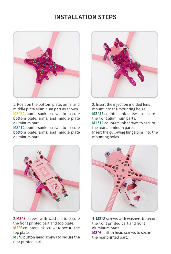 Axisflying Bando 5 Frame Bleu/Rose pour cadre de drone FPV 5 pouces