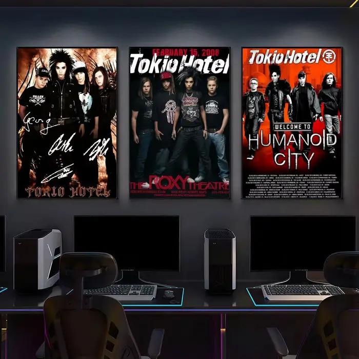 Affiche du groupe de rock Tokio Hotel, décoration murale polyvalente HD imperméable, auto-adhésive, pour tout espace, cadeau idéal