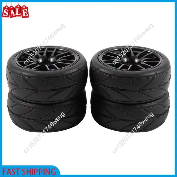 4Pcs 1/10 pneu en caoutchouc pneus de voiture de course Rc sur jante de roue de route adapté pour Hsp Hpi 9068-6081