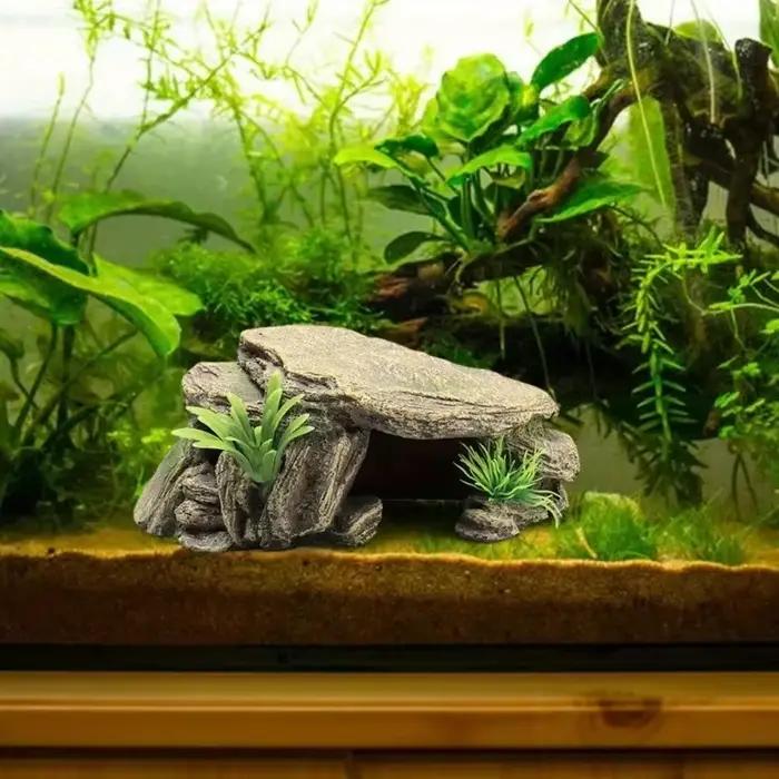 Décoration de réservoir de tortue d'aquarium, 1 pièce, terrasse, abri artificiel, ornement, Reptile, repos pour poissons, Terrapins, grenouilles, tortues