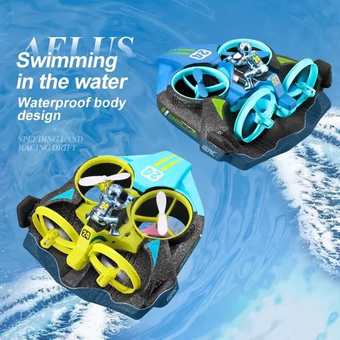 RC Mini Drone maintien d'altitude Mode sans tête 3 en 1 mer terre vol aérien 2.4G 6 axes quadrirotor bateau hélicoptère RC pour enfant