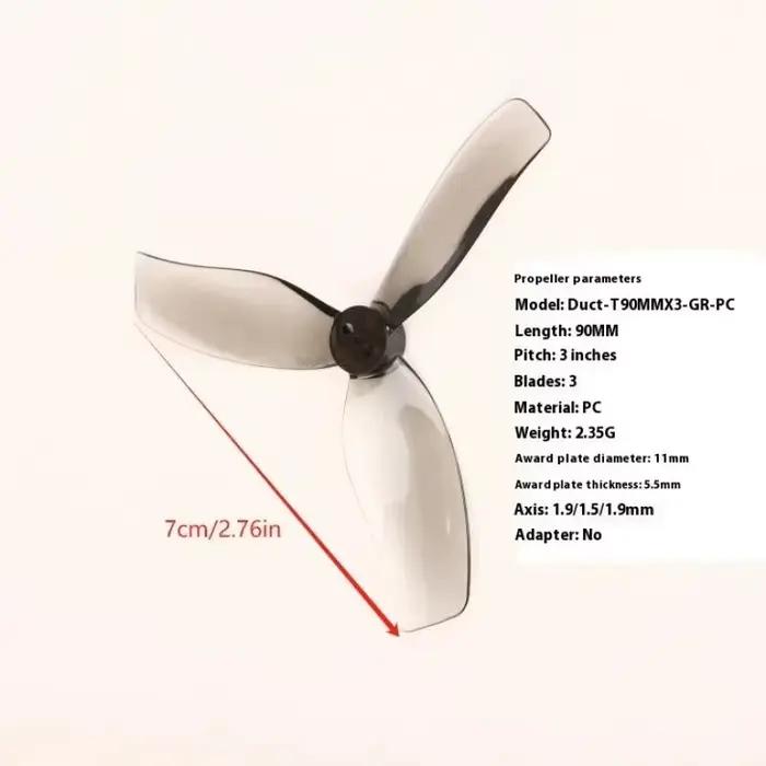 Hélices 2 paires Duct-T90MMX3 90MM 3 pales en PC pour drones FPV Freestyle à conduit de 3