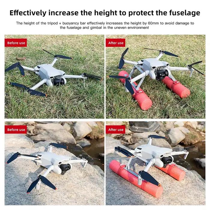 1 ensemble de train d'atterrissage flottant en mousse avec amortisseur et support de protection surélevé pour