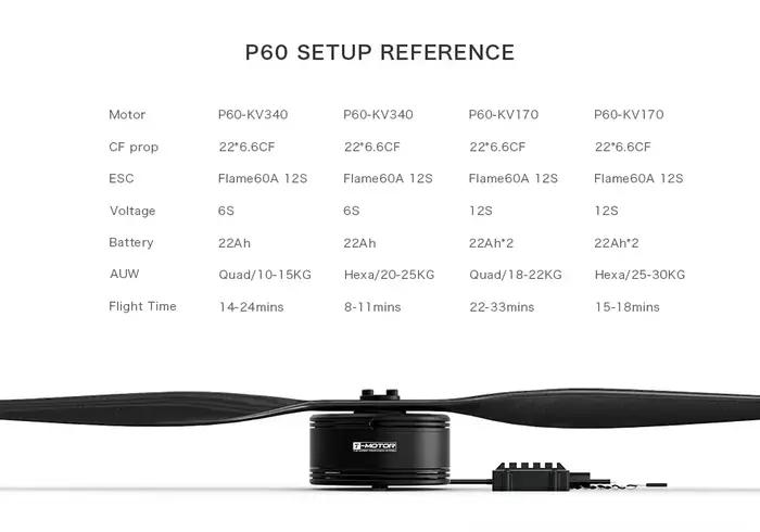Moteur sans balis BLDC P60-X T-MOTOR pour drones agricoles et véhicules aériens multiaxiaux ocasions spéciales