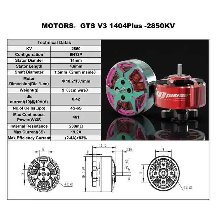 RCinpower GTS V3 1404 plus moteur sans balais 2850KV 3850KV 4680KV drone FPV de course de 3 pouces