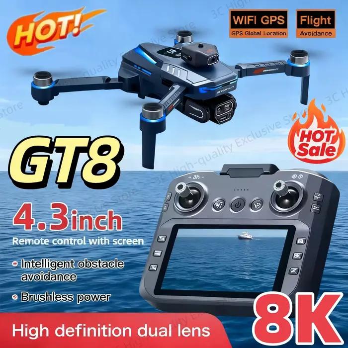 Nouveau drone GT8 8K HD professionnel 360 ° Caméras doubles GPS 5G WIFI Moteurs sans balais Évitement des obstacles