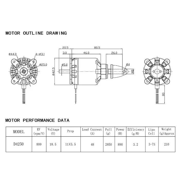 Moteur Brushless NeebRC 4250 600KV 800KV pour Avions RC Voilure Fixe Multicoptère Pièce Drone Occasions Spéciales