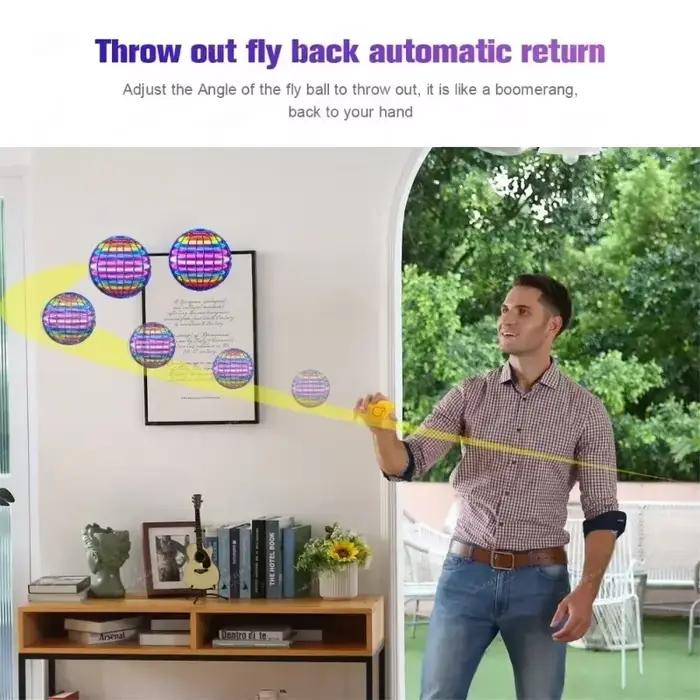 Balle volante Boomerang Spinner jouets Drone de commande manuelle 360 ° Mini ovni rotatif avec lumières LED pour enfants