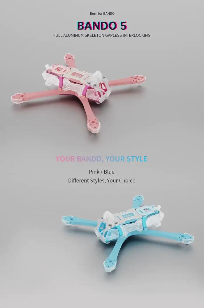 Axisflying Bando 5 Frame Bleu/Rose pour cadre de drone FPV 5 pouces