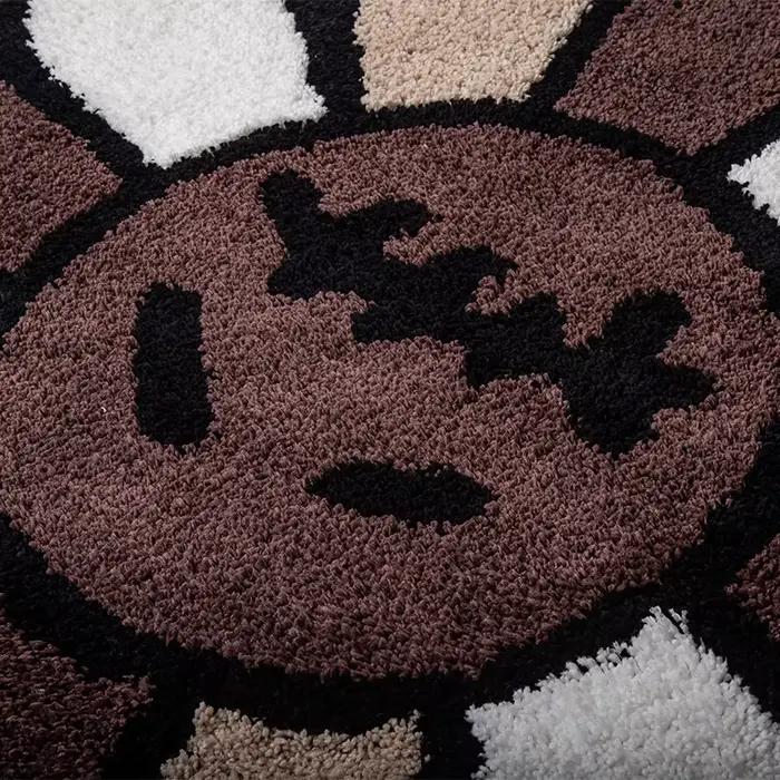 Tapis Tufting Tournesol Esthétique pour Salle de Bain Antidérapant, Tapis Moelleux Épais à Motif Fleur Cactus, Tapis en Peluche pour Chambre à Coucher, Décoration Maison, Cadeau