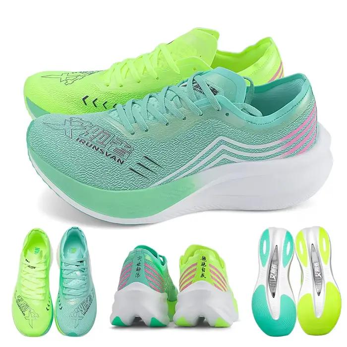 IRUNSVAN 1.0 Chaussures de course professionnelles en nylon avec plaque de carbone intégrale, respirantes et amortissantes pour marathon
