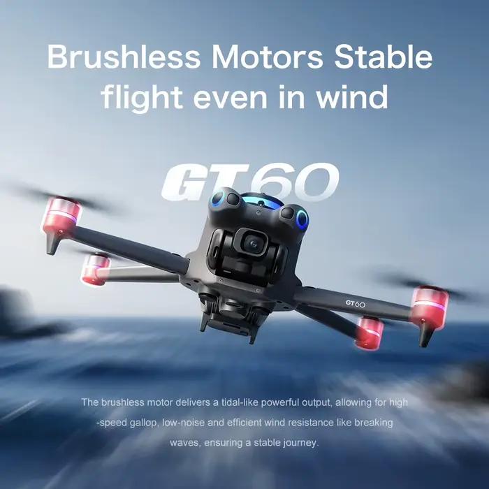 NOUVEAU Mini Drone GT60 avec Double Caméra 8K, Évitement d'Obstacles, GPS Fixe, Télécommande, Quadricoptère Jouet 20000M 2026