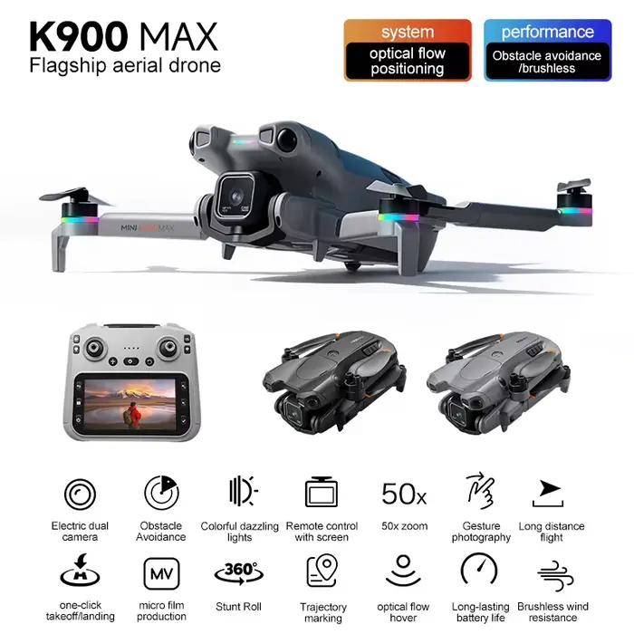 Drone caméra 8K K900 Max 2026 360° ° Drone avec évitement d'obstacles, prise de vue panoramique, GPS 5G, moteur sans balais, avec écran et télécommande