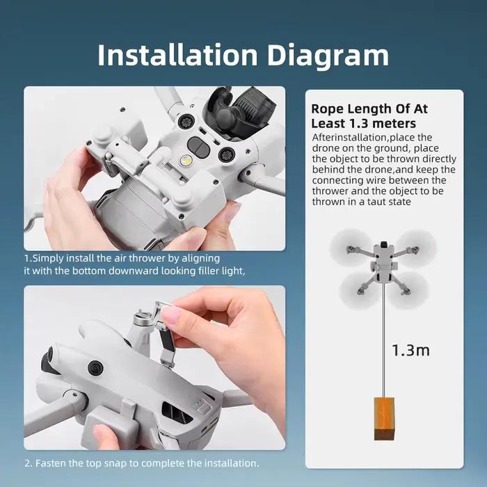 BRDRC – système Airdrop pour Drone DJI Mini 4 Pro, appât de pêche, cadeau de mariage, lanceur, accessoires légers, charge 100g