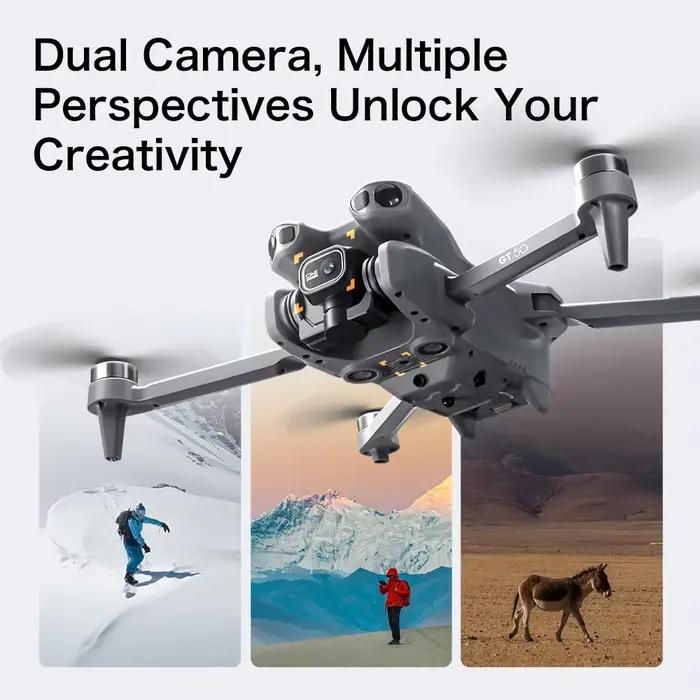 Drone cadeau idéal avec évitement d'obstacles – Quadrirotor à flux optique pliable sans balais à double caméra