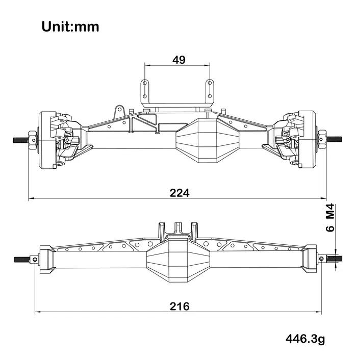 MEUS RACING 1/10 Axes droits ISO en nylon avec contrepoids d'essieu avant pour Axial Capra II SCX10 II et autres chenilles RC 1/10 DIY