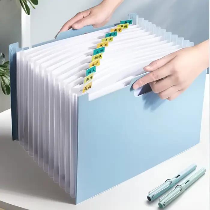 Organisateur de fichiers accordéon avec 13 poches, dossier extensible avec poche pour étiquette, ouverture verticale, format A4/Letter