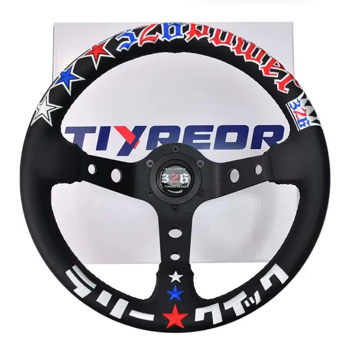 Volant de jeu de course Sim en cuir et alliage d'aluminium, pièces intérieures modifiées pour voiture, volant universel pour Pc 