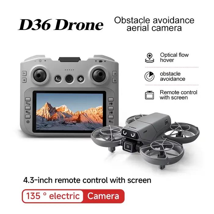 Drone D36 4K HD Photographie Aérienne Double Caméra Écran RC Quadricoptère avec Éclairage Dynamique Flux Optique UAV Jouets Cadeaux