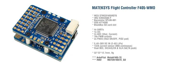 MATEK MATEKSYS F405-WMO contrôleur de vol STM32F405RGT6 ICM42688P 2 ~ 6S boîte noire OSD intégrée pour Drone à voilure fixe RC FPV F405