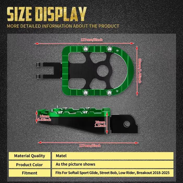 Repose-pieds avant pour conducteur de moto, pédale de repose-pieds pour Harley Softail Low Rider Breakout FXBB 2018-Up Sportster S RH1250S