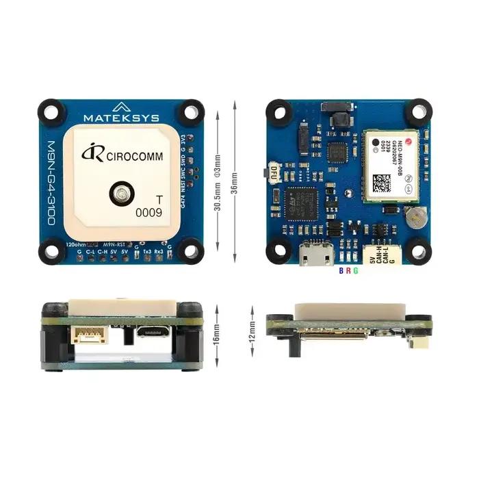 MATEK Mateksys AP_Periph Drone CAN Bus Module de système de navigation GPS GNSS M9N-G4-3100