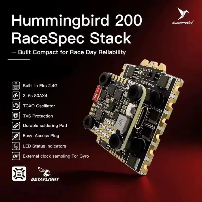 NewBeeDrone Hummingbird 200 ELRS 2.4Ghz RaceSpec Stack F435 Flight Controller AM32 80A 3-6S ESC pour drone FPV RC