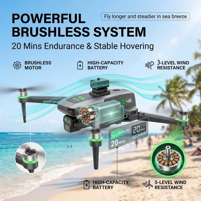 Nouveau Drone ZH8 2026 avec Caméra 4K et Écran, Moteur Brushless, 20 Min de Vol, Largage Aérien, Quadricoptère Pliable pour Photographie Aérienne
