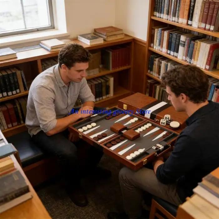 Ensemble backgammon accentué en similicuir 652D avec soirée jeu douce silencieuse