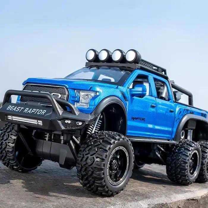 Modèle en alliage Raptor F150 1:24, son et lumière cool, ornements de bureau exquis, la meilleure collection pour les amateurs de modèles de voitures