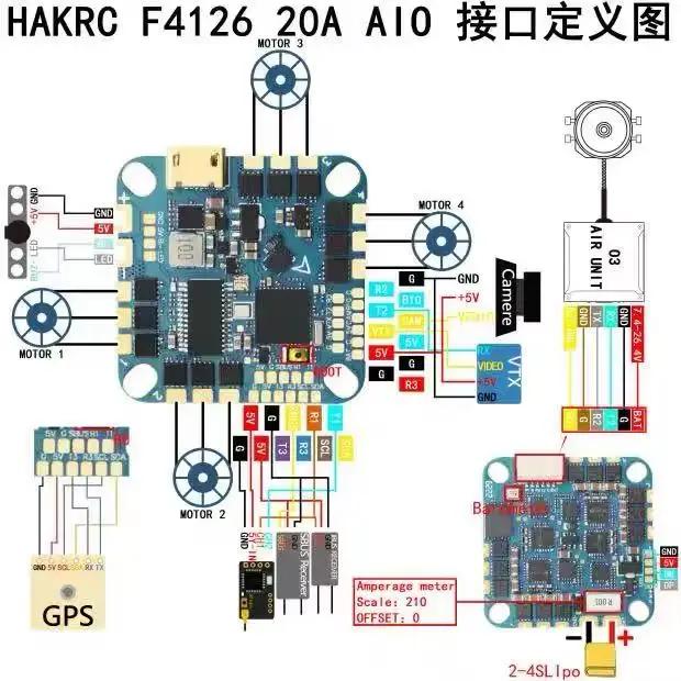 Contrôleur de vol HAKRC F4126 F411 AIO avec ICM42688 BLHELI_S 20A/40A ESC intégré