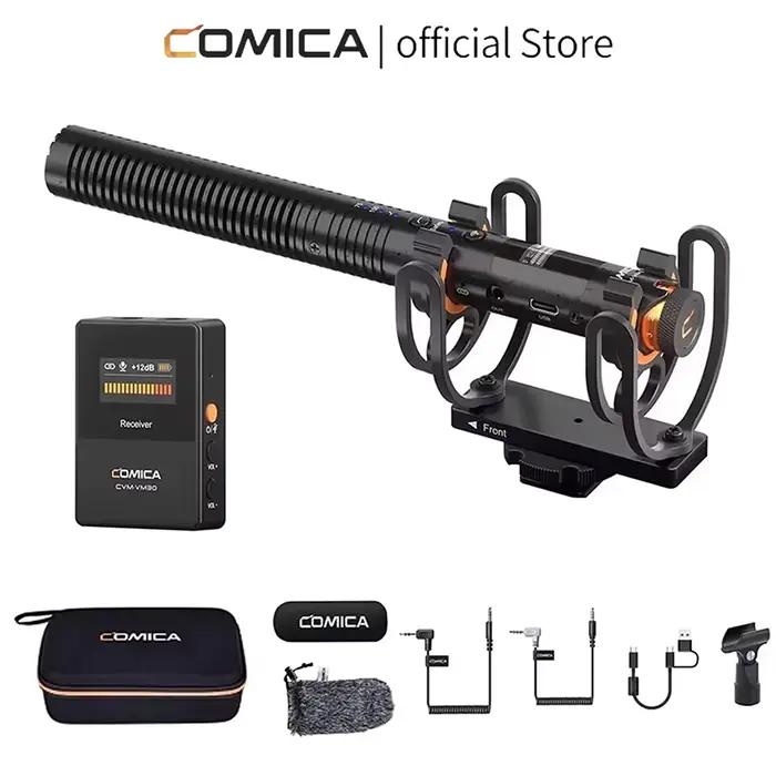 Microphone sans fil COMICA VM30 2.4G super cardioïde à condensateur avec contrôle de gain pour appareil photo