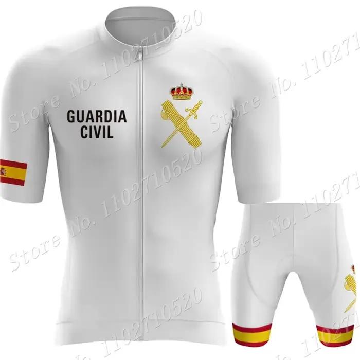 Maillot de cyclisme noir de la garde civile pour hommes, ensemble de vêtements de cyclisme, chemise, combinaison de vélo de route, cuissard à bretelles, vtt, 2024
