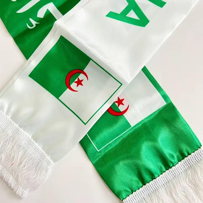 Écharpe personnalisée drapeau algérien équipe de football 14*130cm en satin – Écharpe Algérie