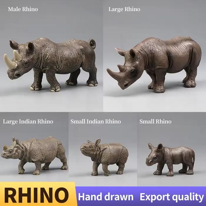 Simulation d'animal sauvage, modèle de rhinocéros indien en PVC, ornement de maison, jouet éducatif pour enfants, cadeau