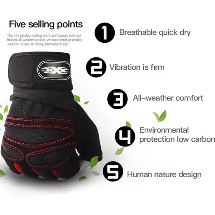 Gants d'entraînement pour hommes et femmes, demi-doigt avec bracelet de poignet pour le Sport, l'haltérophilie, l'entraînement, vélo, motocycliste, gant de gymnastique